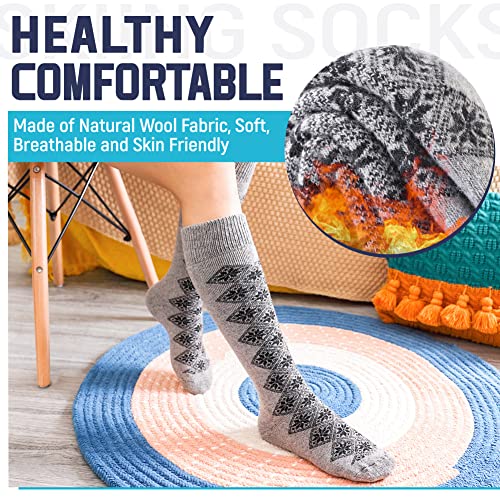 Image of DoSmart Womens Winter Warm Knee High Socks Ladies Wool Cozy Thick Hiking Skiing Comfy Thermal Boot Long Socks 2 Pairs