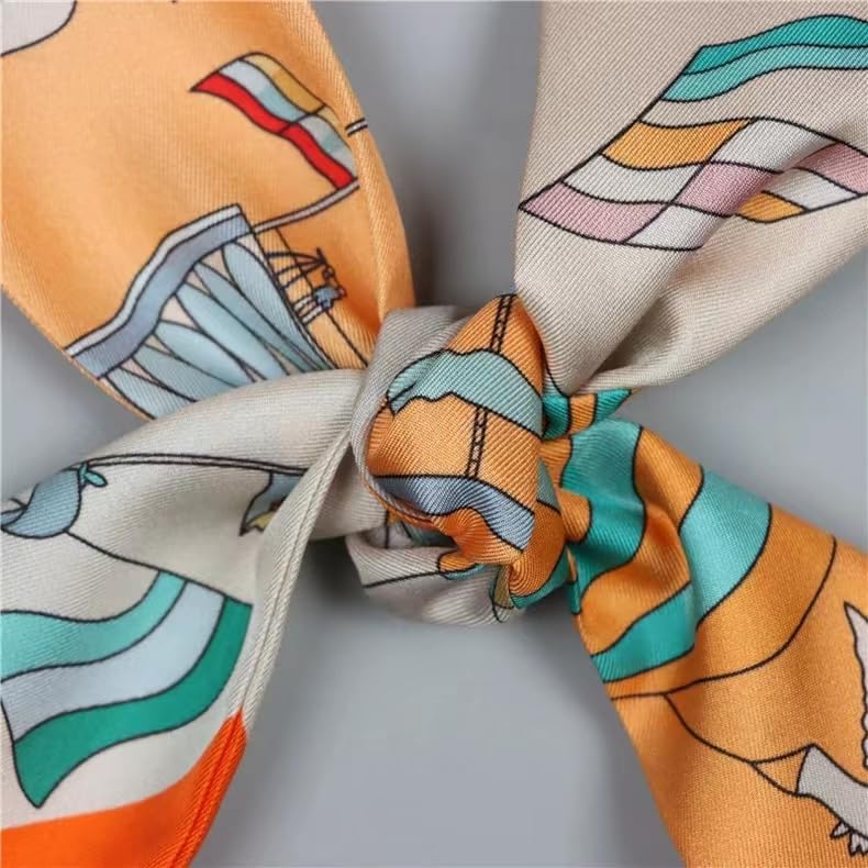 100% Mulberry Silk Scarf for Handbags,Bags, and Purses,1 Pcs 2"x35" Hair Ribbon Skinny Neck Scarves for Women2