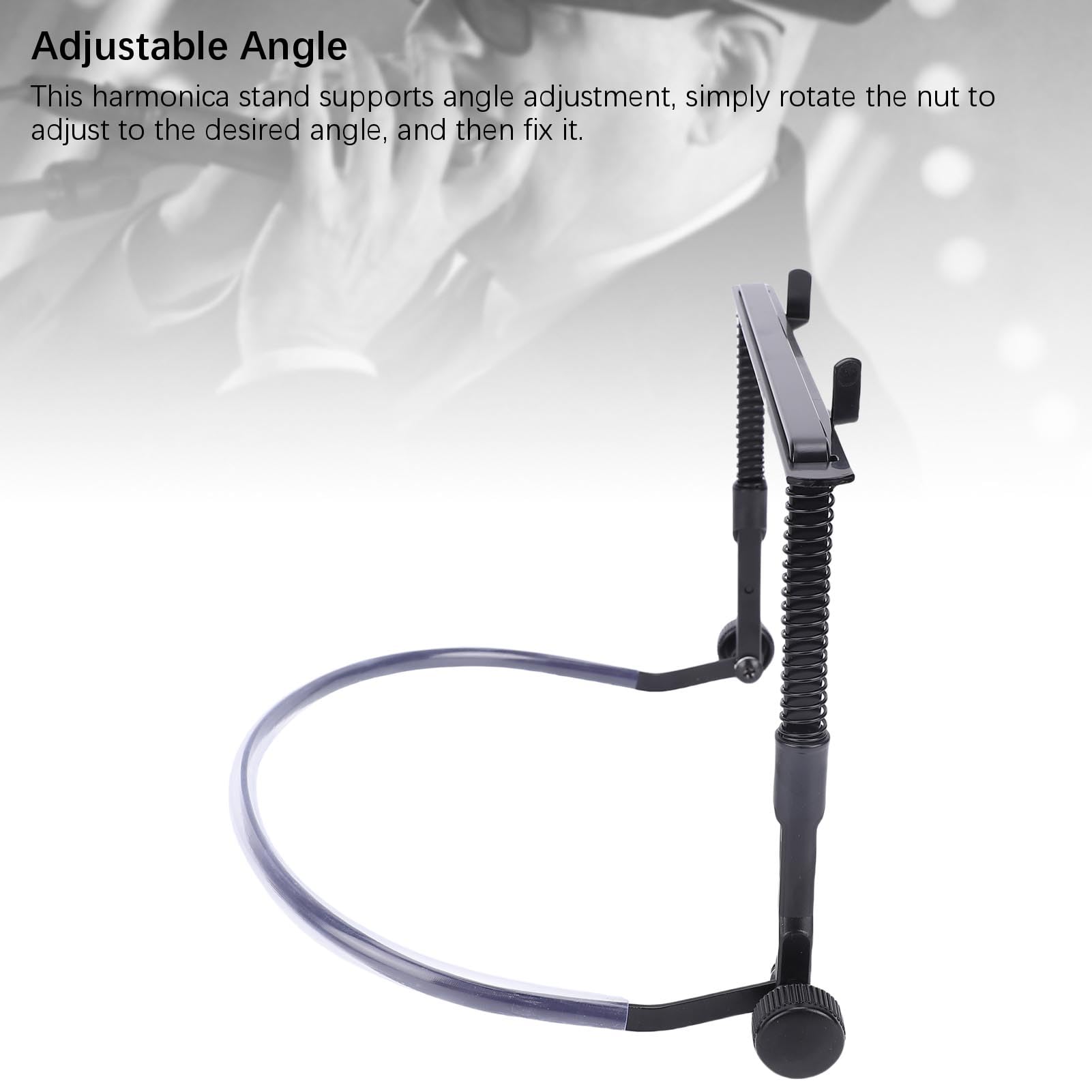 POENVFPO Soporte del Cuello de la Armónica, Soporte de Ajuste de ángulo Rápido de la Aleación para 10 y 24 Hoyos para Práctica