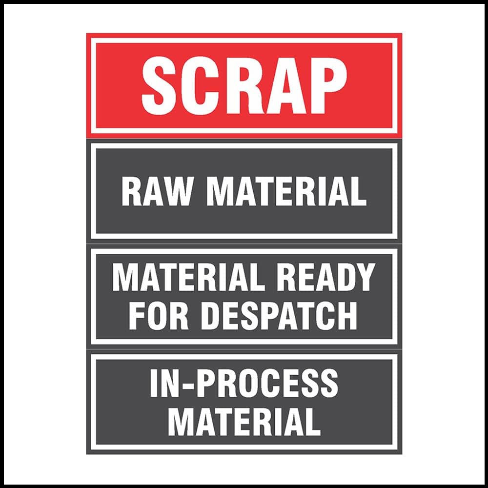 Factory Identification Safety Sign Board in PVC Sticker Pack of 4 - (Rectangle, 12 inch X 4 inch)