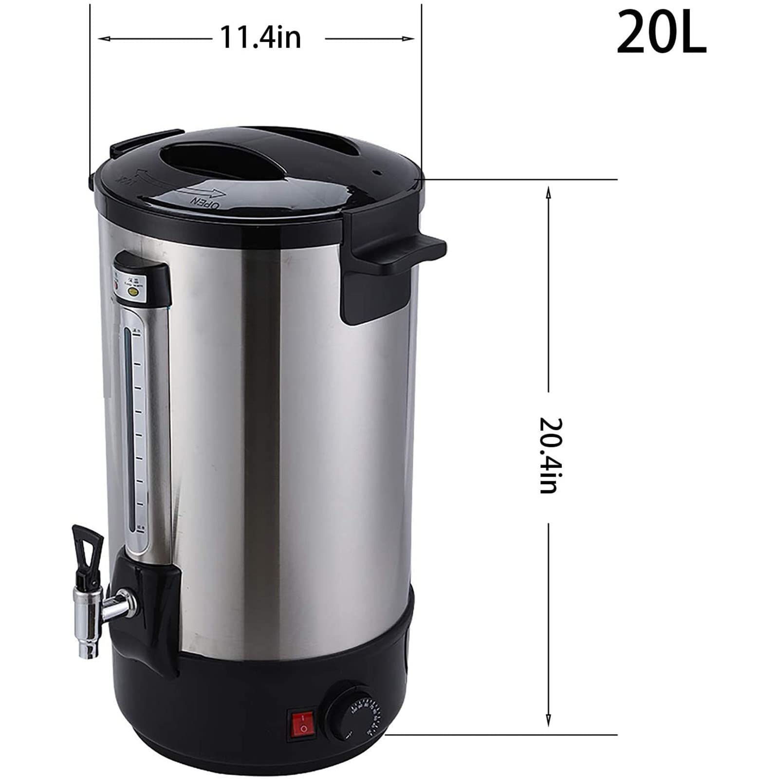 Natychmiastowy podgrzewacz wody ze stali nierdzewnej do gastronomii, natychmiastowy podgrzewacz wody do domu i biura, podwójna ścianka izolowana, 20 l
