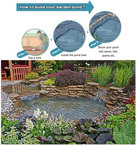 Heavy Duty Waterproof Pond Liner | Durable Black Polythene Sheeting for Fish Pools & Water Gardens | Heavy-Duty Damp Proof Tarpaulin Membrane (7x8m/23x26.2ft)