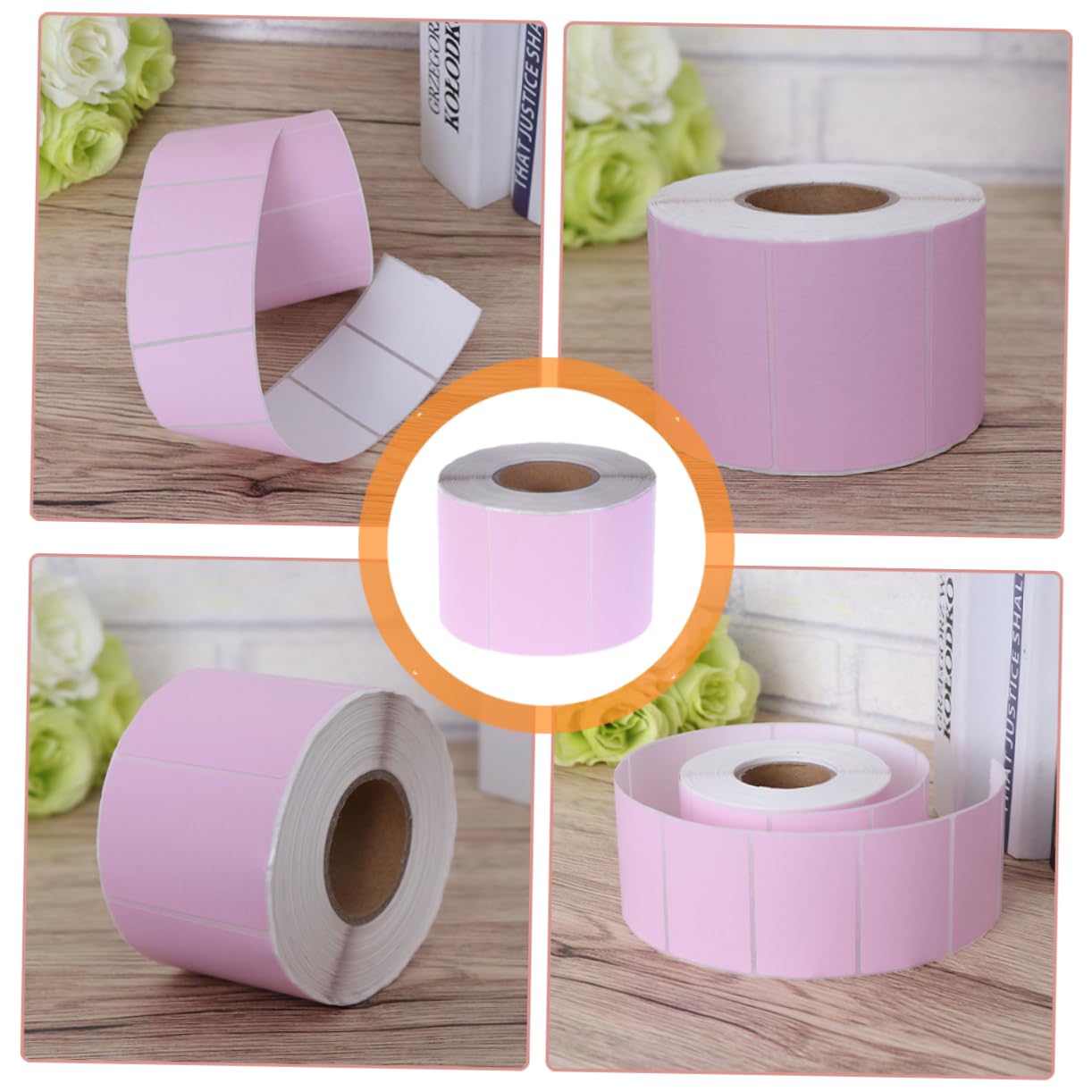 Veemoon Etichette Autoadesive in Carta Termica Rosa per Etichettatrice Resistenti All'acqua 2 Pezzi e Etichette Adesive Blank per Pacchi Spedizione