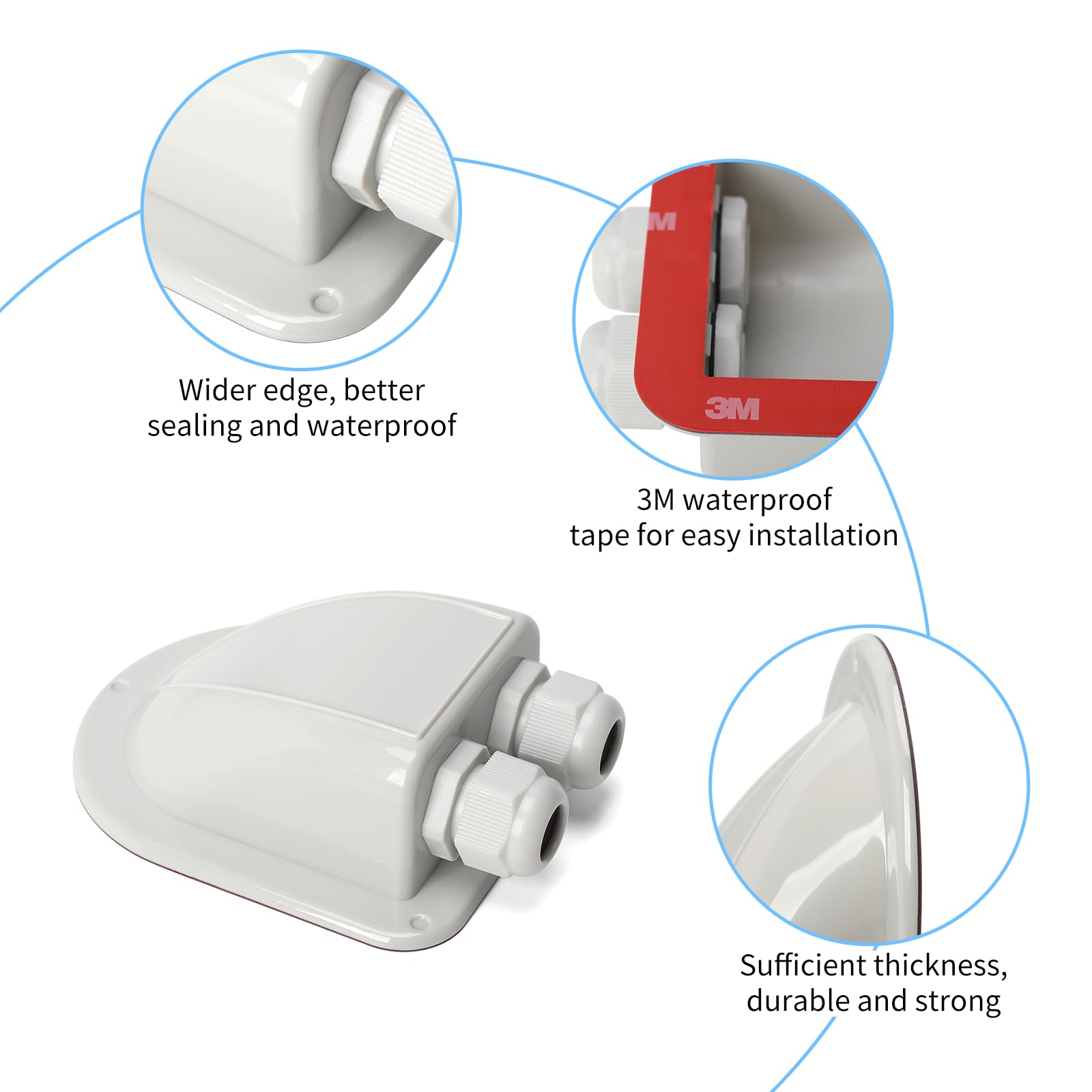 Haoguo ABS Solar Double Cable Entry Gland for All Cable Types 2mm² to 6mm² for Solar Project on RV Camper Van Travel Trailer Boat Cabin-Grey