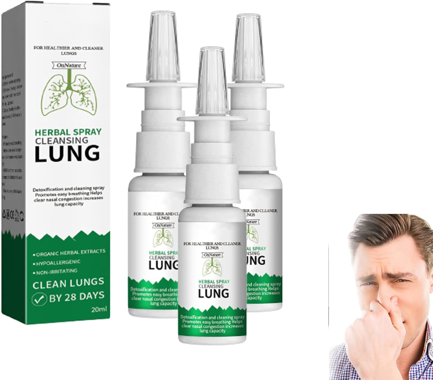 20 ml Onnature Organic Herbal Lung Cleanse & Repair Nasal Spray Pro