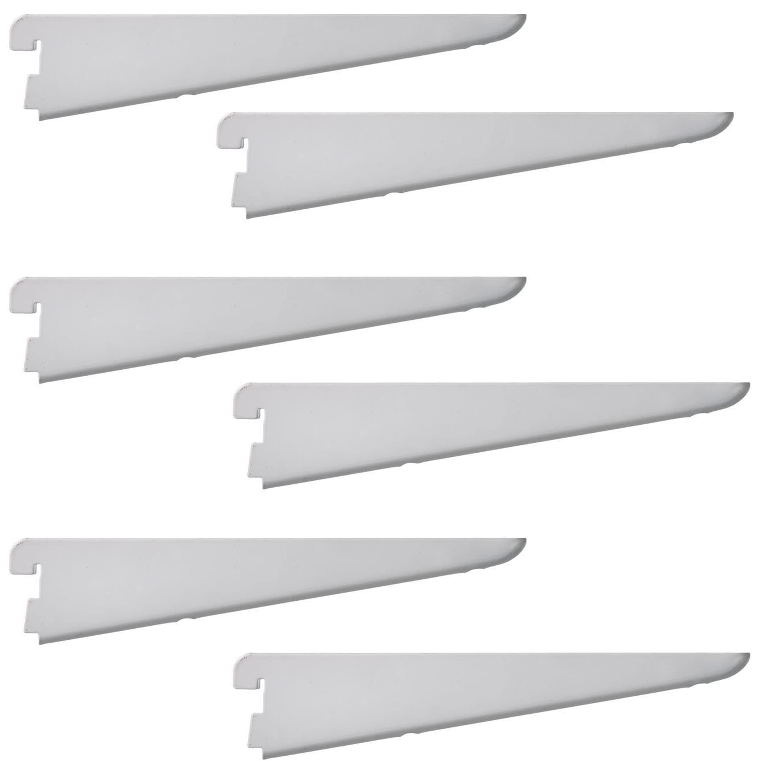 My ShopFittings Ltd Twin Slot Wall Mounted Shelving Bracket White Pack of (1, 2, 4, 6, 8, 10) Sizes (12cm, 17cm, 22cm, 27cm, 32cm, 37cm, 47cm, 61cm) (6, 12cm Or 120mm White Bracket)