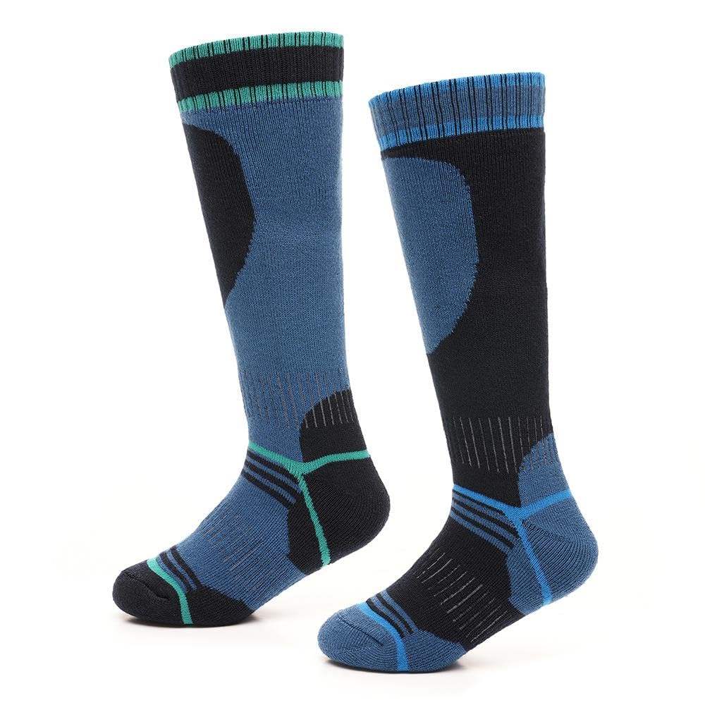 A2Z 4 Kids Premium Boys Thermal Ski Socks for Winter Outdoor Activities Pack Of 2 High - Socks AZ8611 Blue 2 Pack 11-14