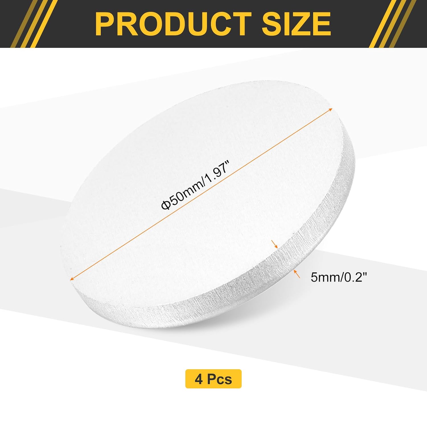 uxcell 4Pcs Aluminum Disc, 2"(50mm) Diameter 0.2"(5mm) Thickness 5052 Aluminum Circle Plates Round Sheets for Metal Stamping - Image 2
