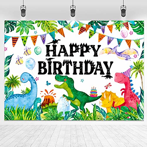 Dinosaur Party Backdrop Watercolor Jungle Dinosaur Birthday Decorations for Kids Dinosaur Theme Background Backdrop Extra Large Wall Banner Outdoor Party Supplies 7 x 5 ft