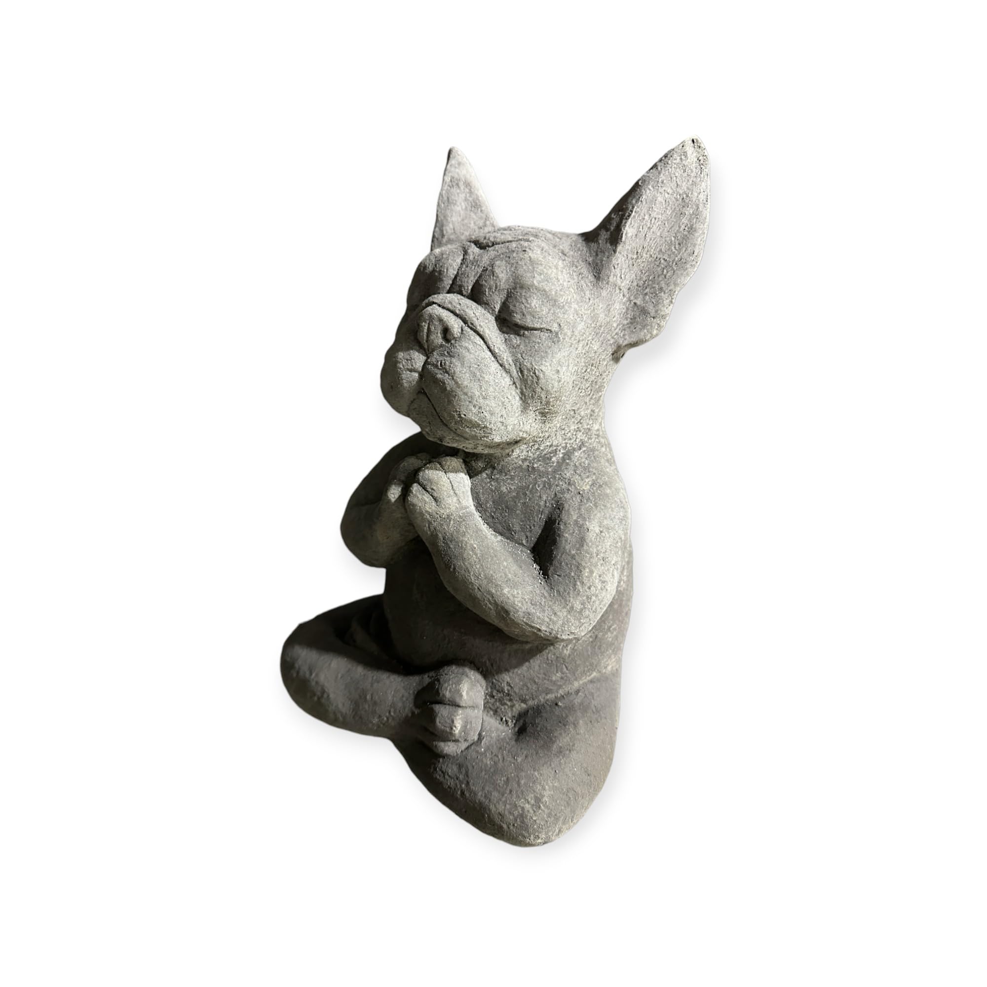 OriginalPaul Skulp & Betondesign Steinfigur Yoga Französische Bulldogge Massiv Gartenfigur Geschenkidee Höhe 30cm Gewicht ca. 8kg Frenchie