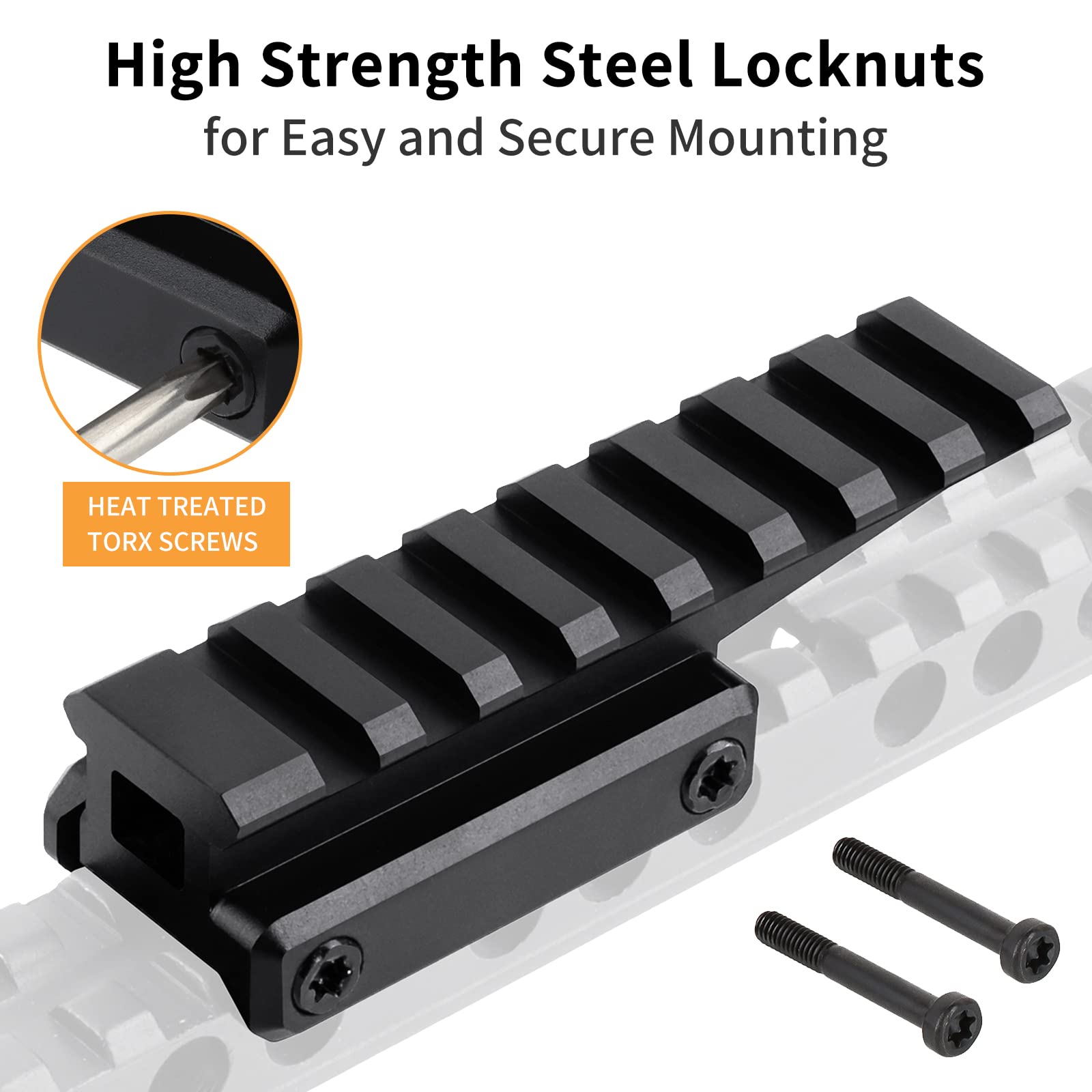 Base de Montaje para Óptica Fast Riser, Riel Picatinny 0.79" 8 Ranuras 1,7cm Altura 8,9cm Largo, Adaptador