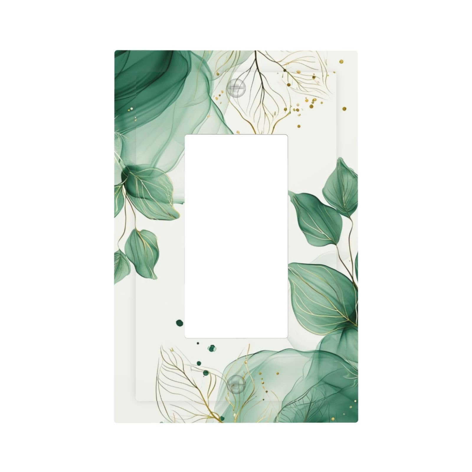 Watercolor Green Palm Leaves Single GFCI/Rocker Wall Plate Electrical Outlet 1 Gang Light Switch Cover Decorative Receptacle Covers Faceplate