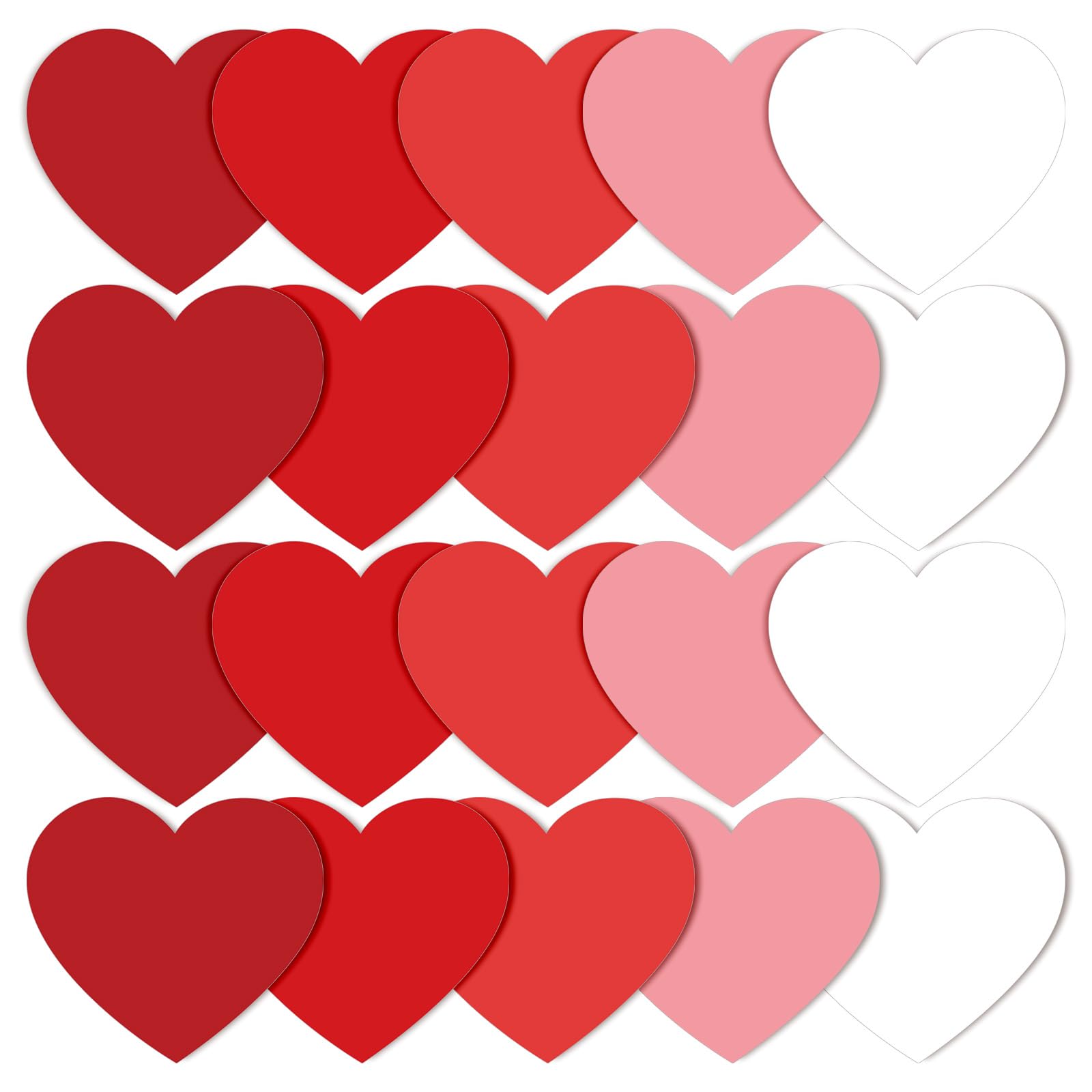 JarThenaAMCS Valentine's Day Paper Cutouts 50 Pcs 6 Inch Love Heart Shape Cut-Outs Gradient Red Large Bulletin Board Decoration with 100 Pcs Glue Points for DIY Crafts Home Party Classroom