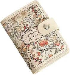 Porta-cartão de crédito feminino vintage floral PU carteira com 20 compartimentos para cartões de crédito carteira fina de grande capacidade, Flor 2, Floral
