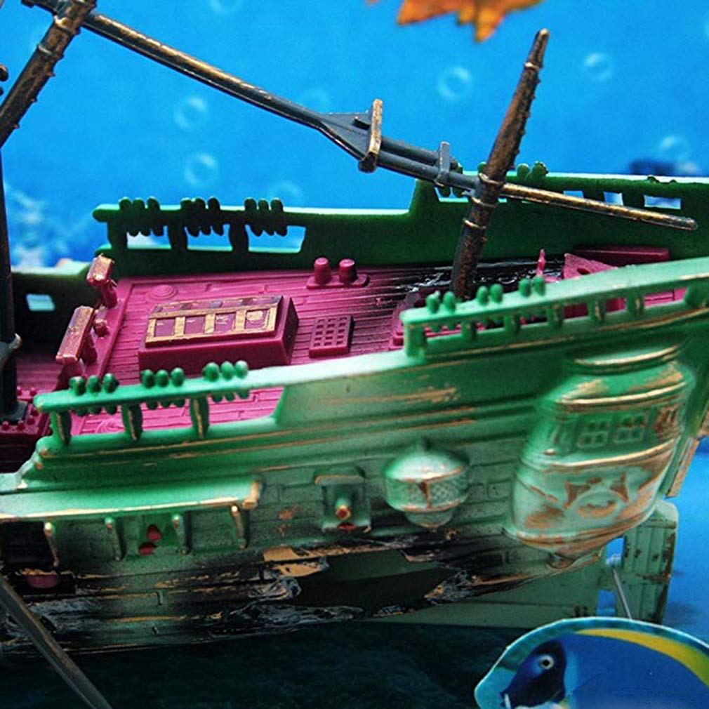 Amazon | MULEI 樹脂沈没船 アクアリウム 水槽 オブジェ オーナメント