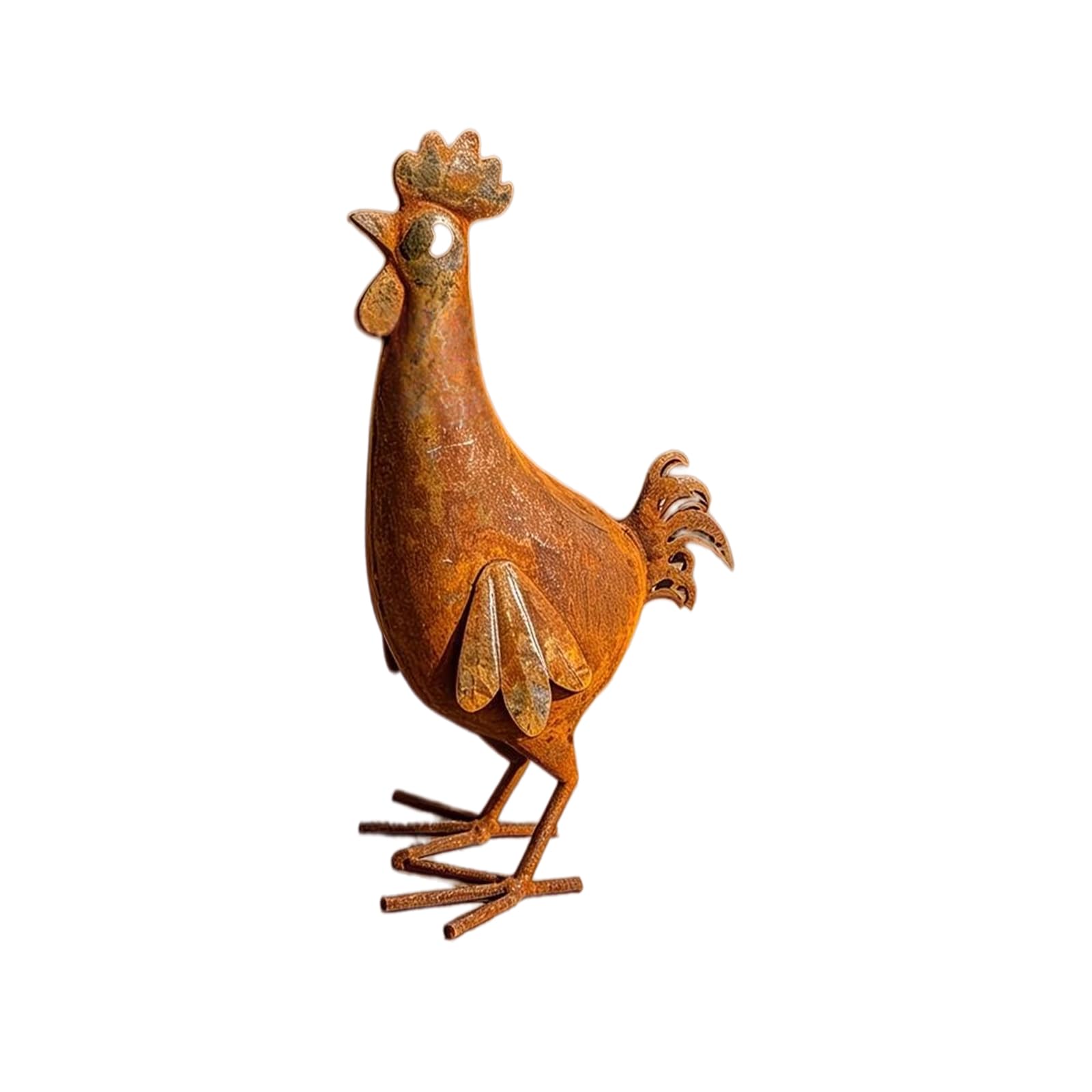 Sculpture Iron Rooster Yard Ornament Vintage Farmhouse Garden Statue, Freestanding 5.1 X 9.8 in Animal Decor Accent for Porch, Walkway and Flower Bed Chicken Sculptures Metal Rooster Garden Statue Bed