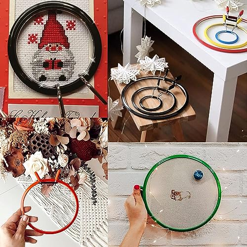 Image of Nurge Premium Quality, Metal Spring Tension Embroidery Hoops, Cross Stich Hoop, Darning Hoops, Embroidery Tension Shed (Green, Large)