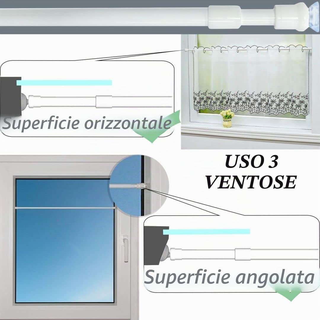 2 unità aste per tende bastoni per tende a pressione Estendibile Bianconon è necessario forare 30-45CM