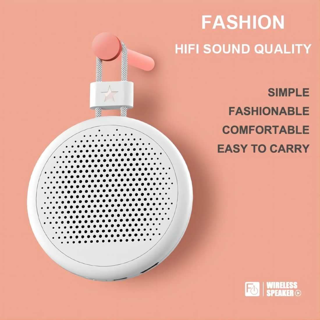 Mini haut-parleur Bluetooth portable, étanche, Bluetooth 5.3, petits haut-parleurs sans fil, prend en charge la carte SD avec longue durée de vie, radio FM intégrée (blanc)