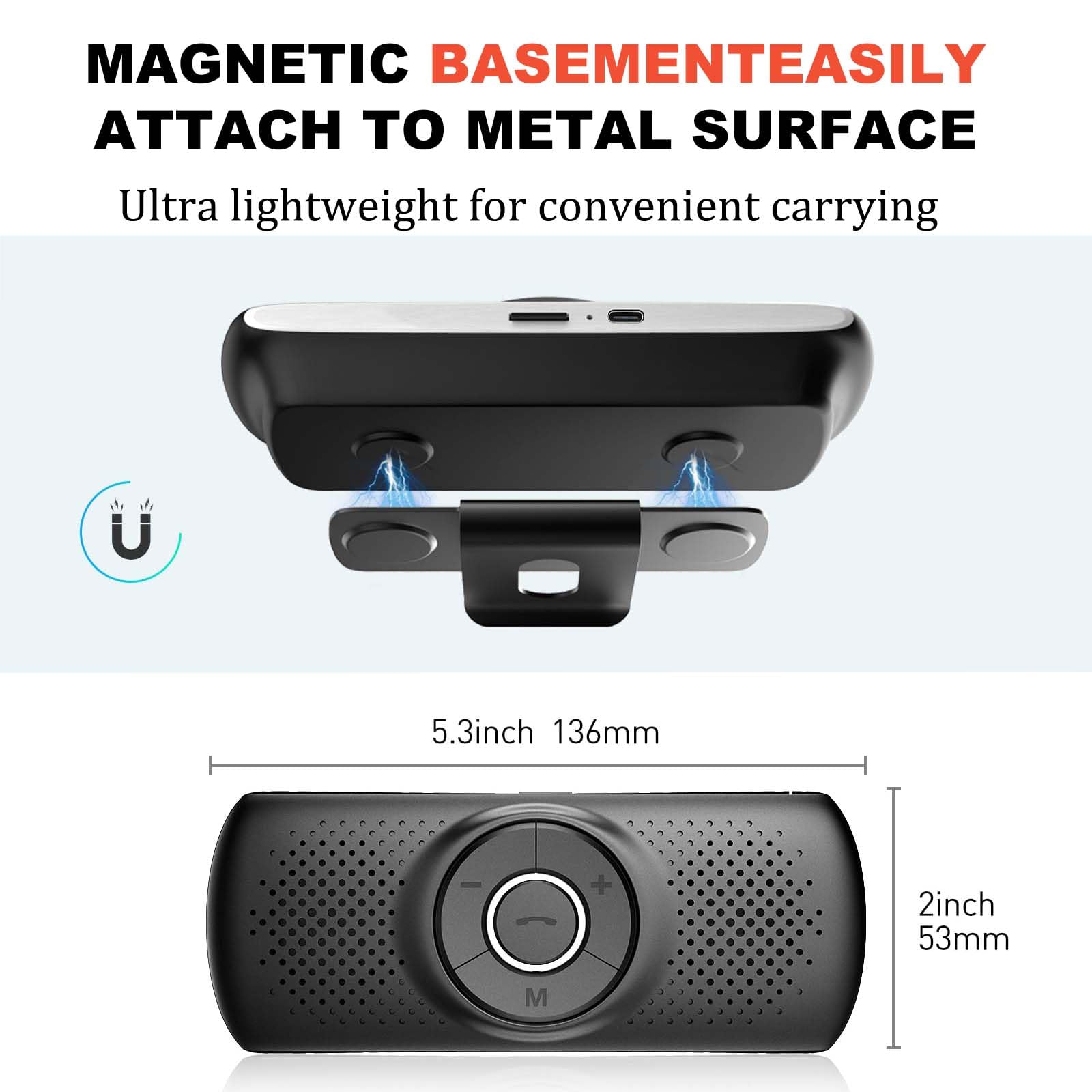 Bluetooth per Macchina per Citroen eMehari Jumpy SpaceTourer, Altoparlante da Auto, Kit Vivavoce per Parasole Doppio Telefono Supporto Voice Assistant