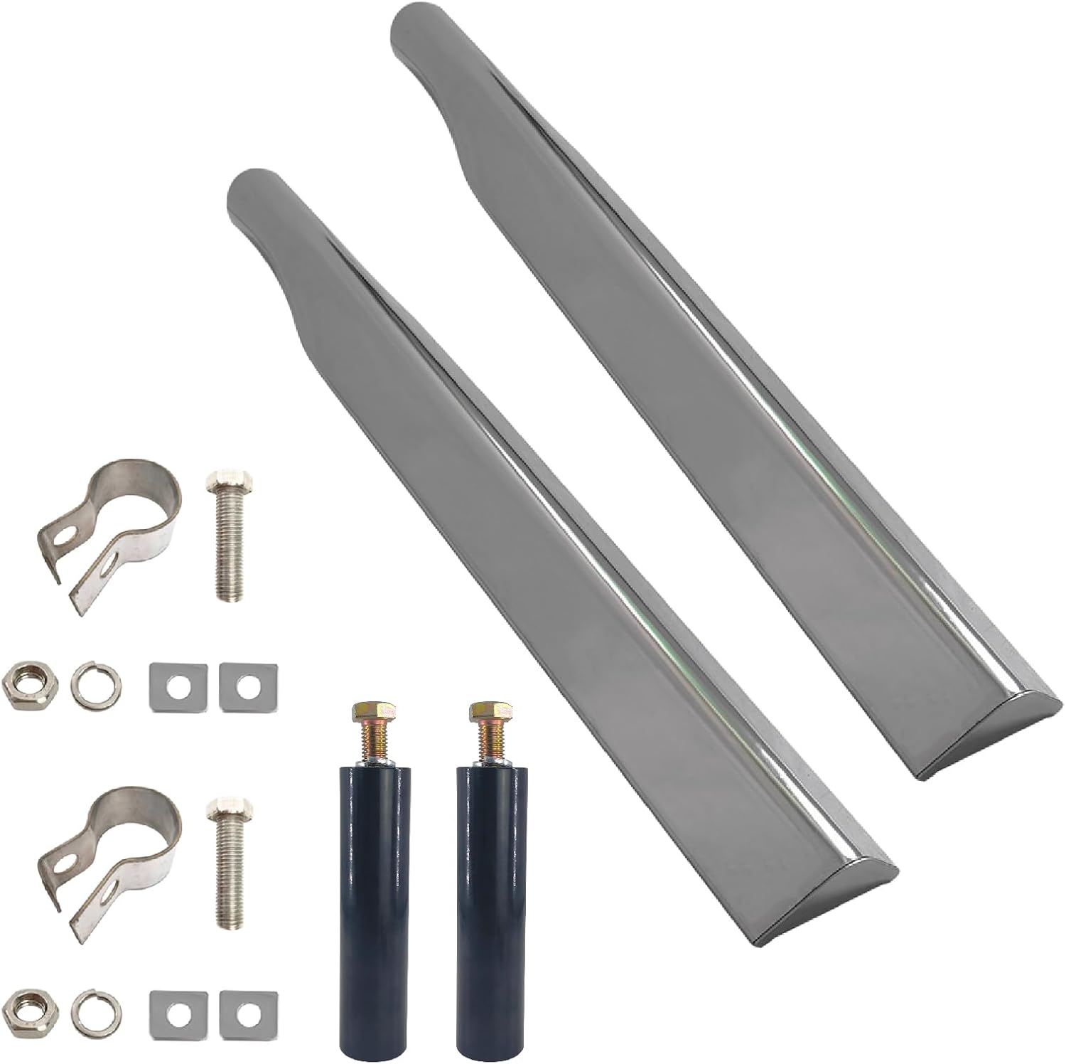 2 Pack Chrome Triangle Quarter Fender Tube Bracket with Mounting Post for Semi Truck