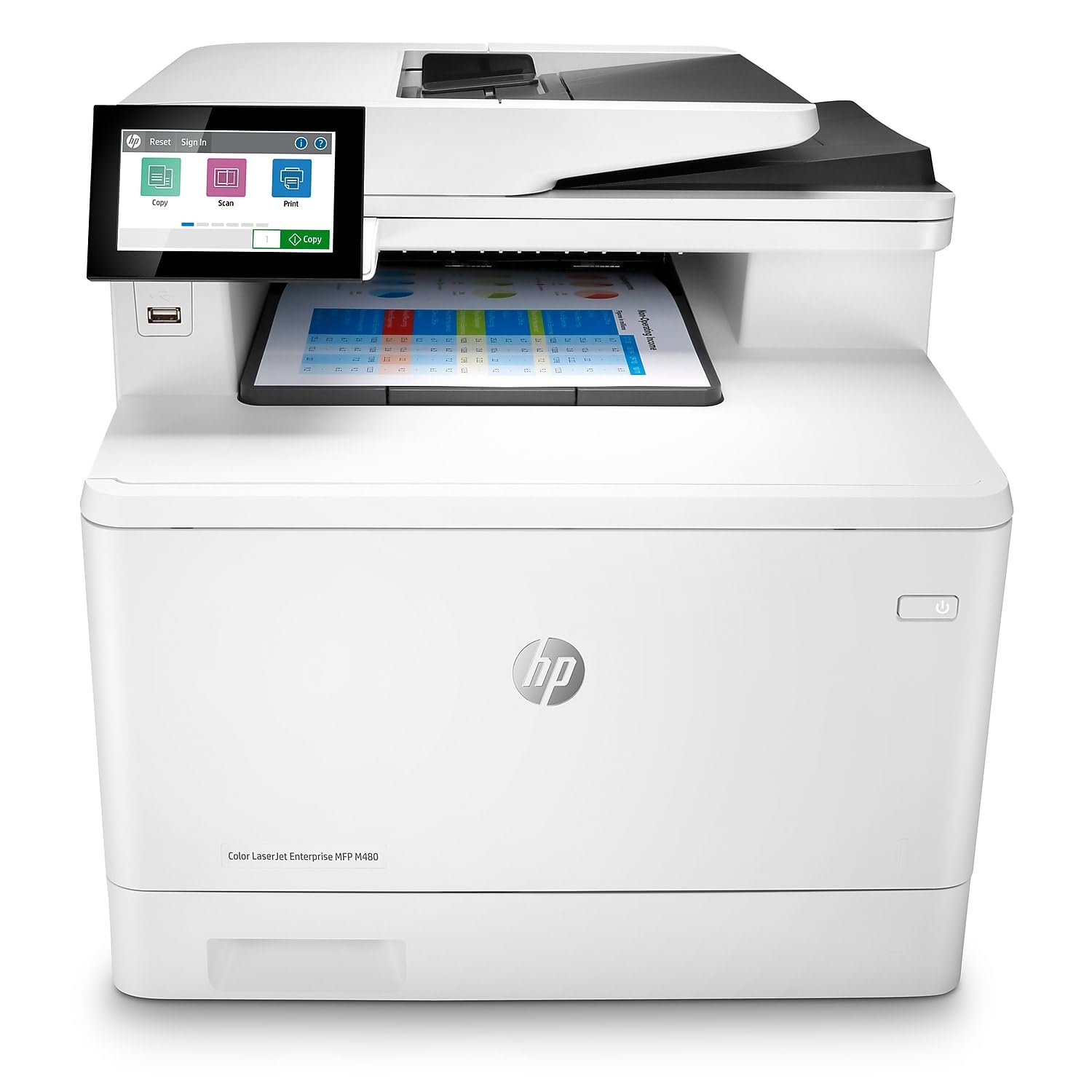 HP Color LaserJet Enterprise M480f Multifunction Duplex Printer, Print, scan, copy, Fast speeds, Easy setup, Advanced security, Best for small teams, Ethernet/USB only (3QA55A)