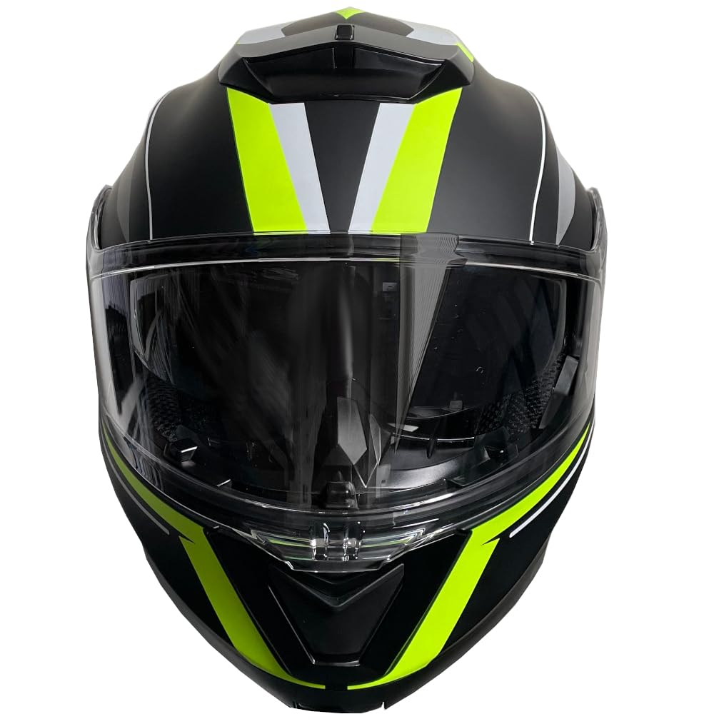 Klapphelm Integralhelm Helm Motorradhelm RALLOX 160 schwarz neon gelb grün matt mit Sonnenblende (S, M, L, XL)