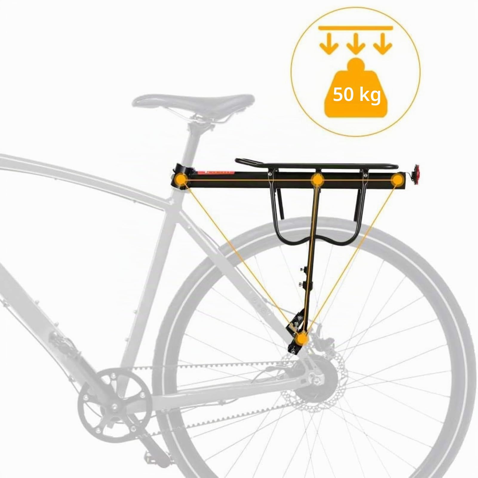 Greensen Porte-vélos arrière, Porte-vélos réglable, Porte-Bagages en Alliage d'aluminium, Porte-vélos de Tourisme, Accessoire de Cyclisme pour Porte-vélos, Capacité de 25 kg, Noir