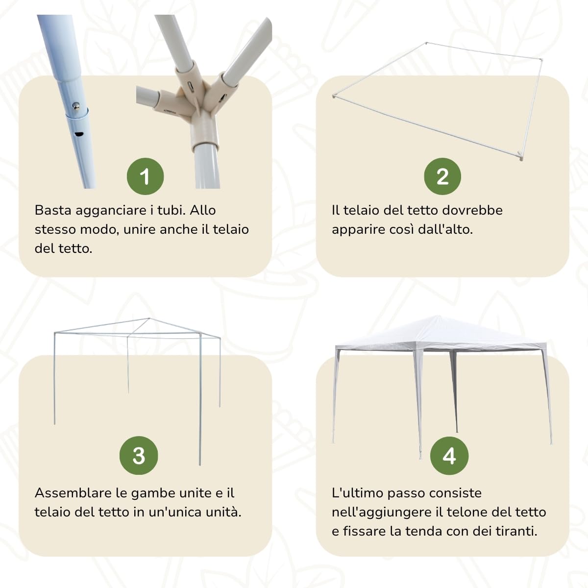 Kinzo Gazebo 3x3 Metri, Gazebo Esterno Resistente, Tendone per Feste Impermeabile, Capannone per Giardino Completo di Picchetti e Corde, Altezza 2.5 M, Bianco