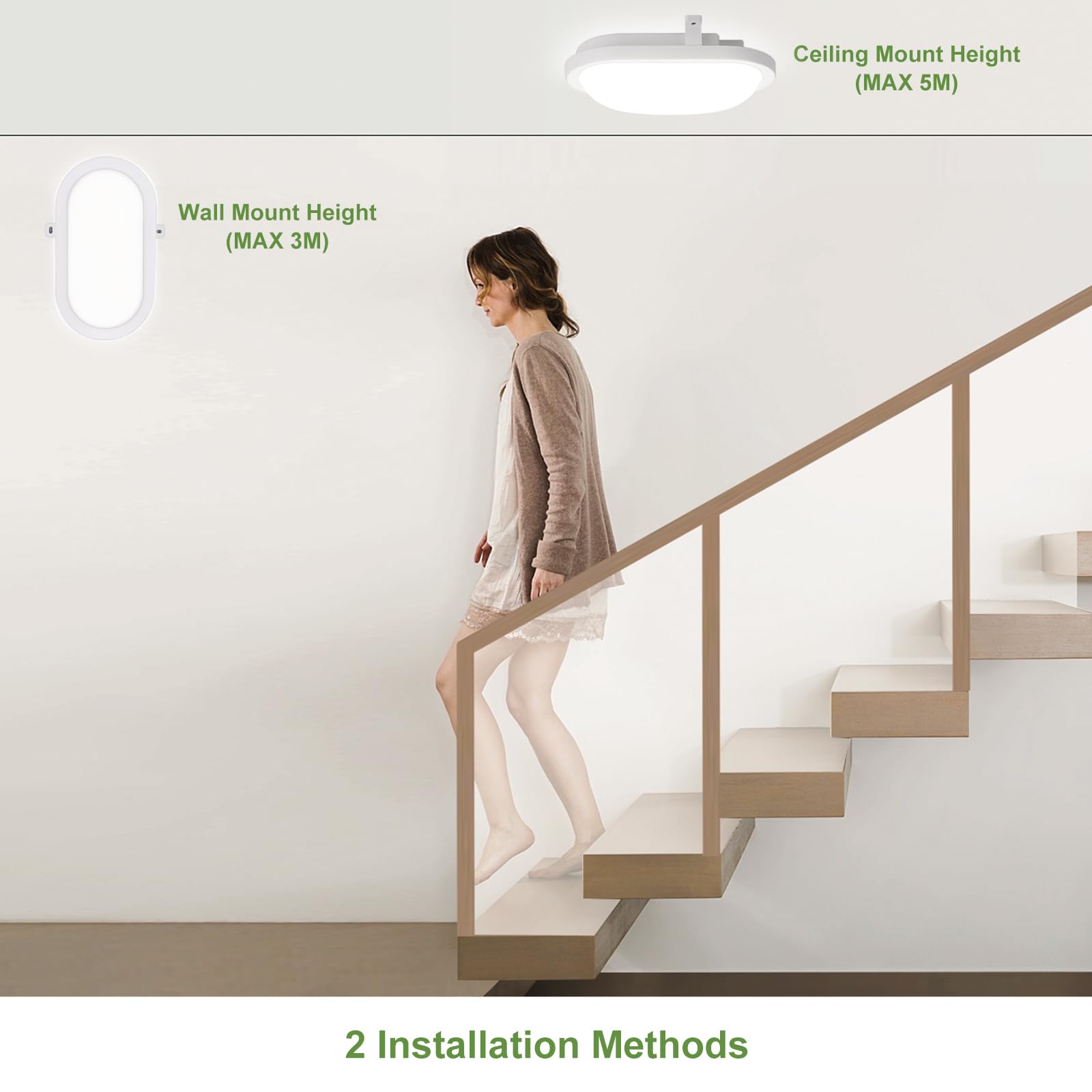 LEZOE 2PCS Plafonnier LED avec détecteur de mouvement, 18W 2200lm 120lm/W, IP54 plafond éclairage de salle de bain 4000K, Plaque étanche pour pièces humides, couloirs, sous-sols, garages et balcons