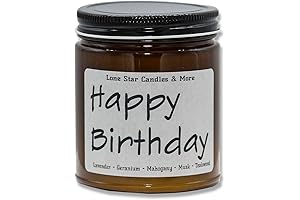 Mahogany Teakwood Scented Soy Wax Candle - Happy Birthday