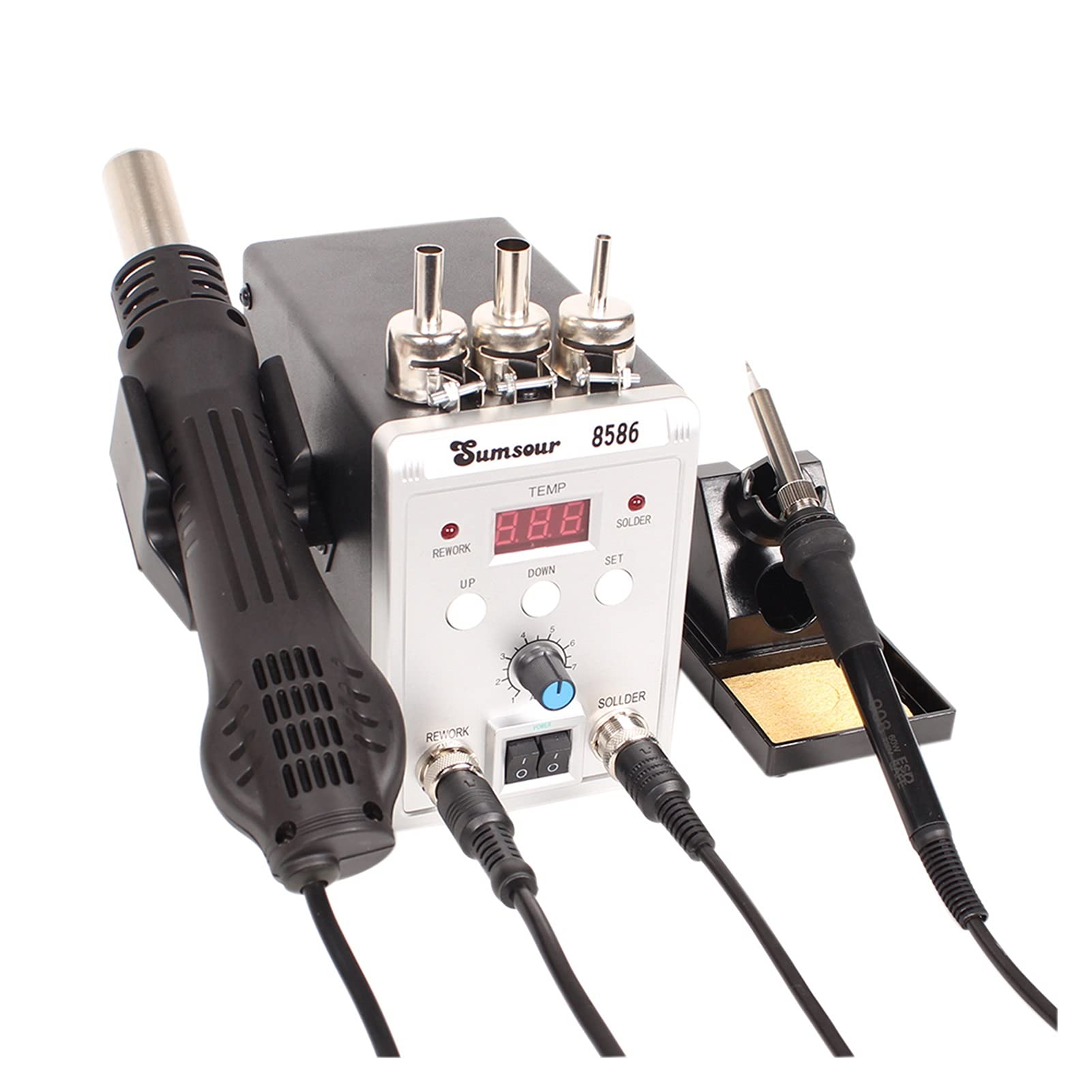 Soldering Iron Station Kit ESD Soldering Station 8586 LED Digital Display  BGA Rework Solder Iron Hot Air Blower Heat Gun Welding Desoldering Station  (Color : Set-3) : Amazon.ca: Tools u0026 Home Improvement