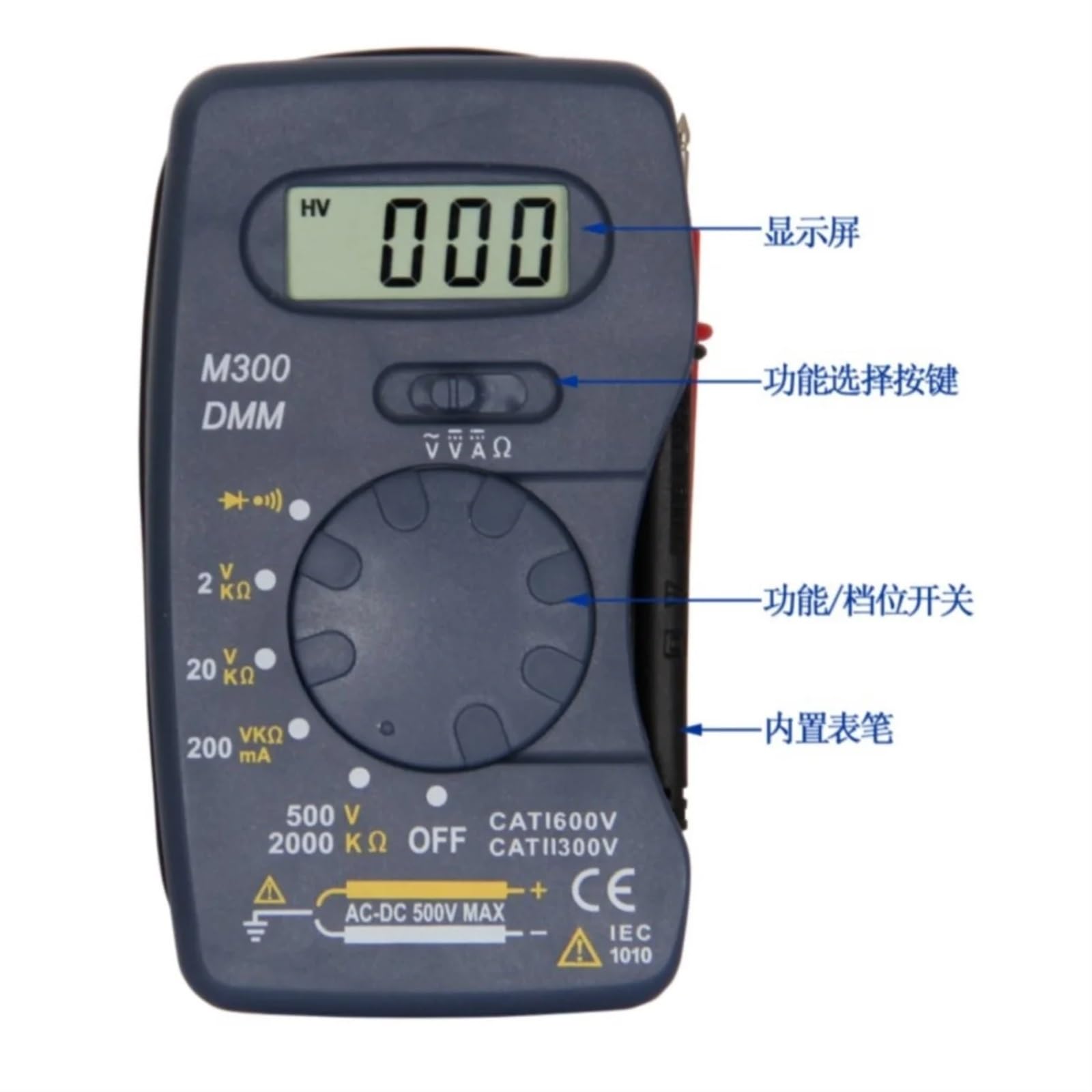 Multimetr cyfrowy, 10Pcs/lot Ultra-thin Digital Multimeter M300 Mini Pocket Integrated Multimeter AC DC Ammeter Voltmeter Ohmmeter BatteryTest Wszechstronne możliwości pomiarowe