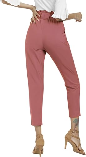 Miniatura 3 de Pantalones de mujer Pantalones casuales Bolsa de papel Pantalones Cintura elástica Bolsillos delgados