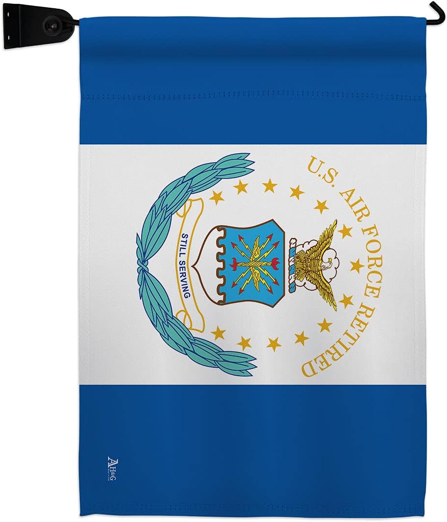 Retired Air Force Garden Flag Set Mailbox Hanger Armed Forces USAF United State American Military Veteran Retire Official Small Decorative Gift Yard House Banner Double-Sided Made In USA 13 X 18.5