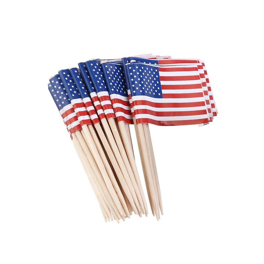BinaryABC US Flag American Flag Picks,Food Toothpicks,Mmemorial Day 4th of July Independence Day Party Decorations,200Pcs