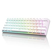 RK61 Tastiera Gaming Meccanica, 60% Tastiera Wireless 2.4Ghz, Bluetooth, USB-C RGB Backlit Interruttore Rosso Hot Swap Double-Shot ABS Keycaps Compatibile con Win, Mac, Bianco (QWERTY Layout Italiano)