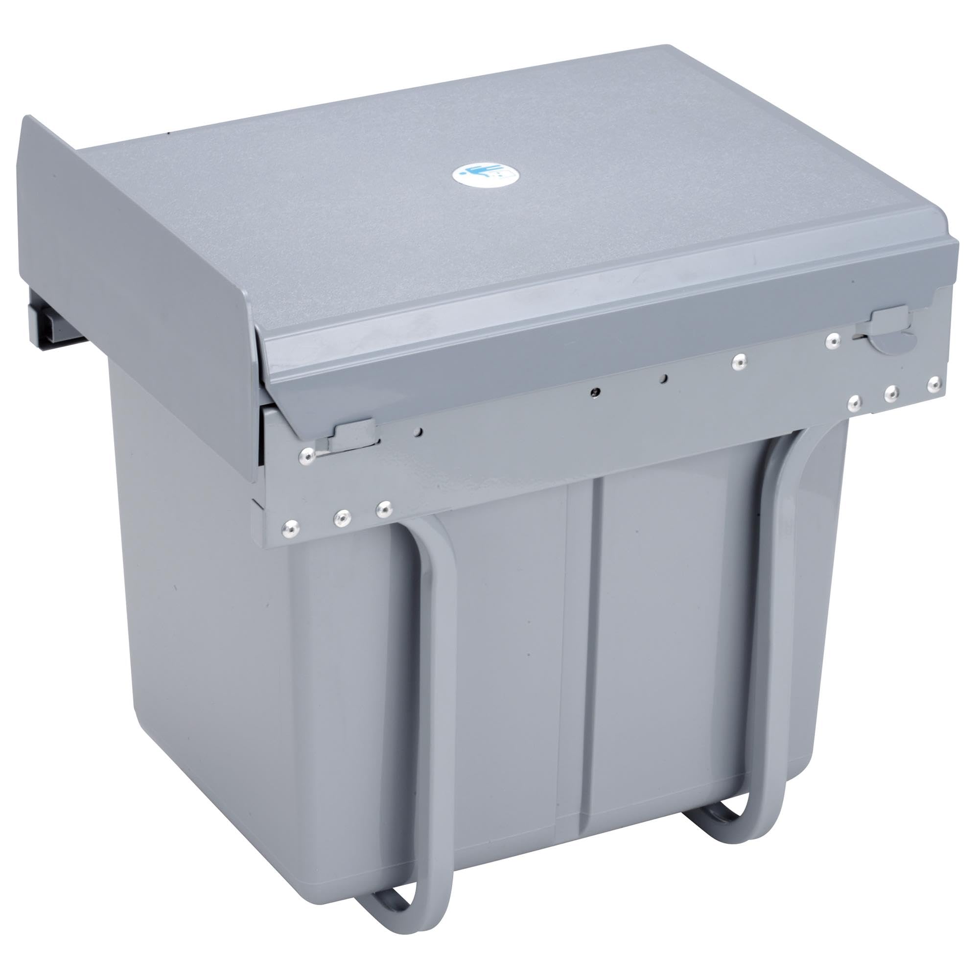 Poubelle de recyclage pour meuble de cuisine, poubelle sous évier 20 L, fixation inférieure et retrait manuel, poubelle amovible, avec couvercle