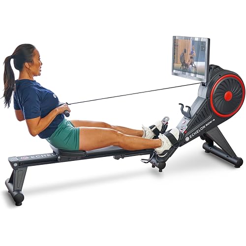 Echelon Row-S Smart Rower – Foldable Rowing Machine for Total Body Low-Impact Workout with 22 Inch HD Rotating Screen, Soundbar, Bluetooth Resistance + 30-Day App Membership Included