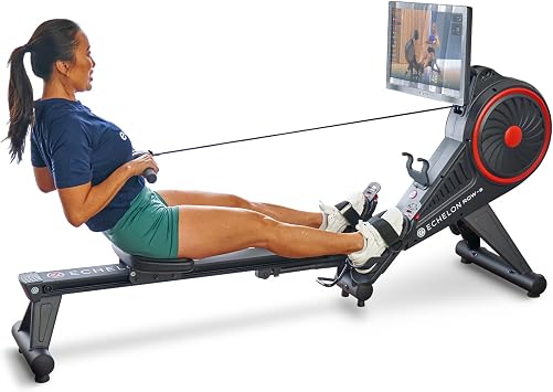 Echelon Row Series Foldable Rowing Machine for Full-Body, Low-Impact Workouts with 22 Rotating HD Screen, Built-In Soundbar, Bluetooth Resistance & 30-Day Membership with Live Classes