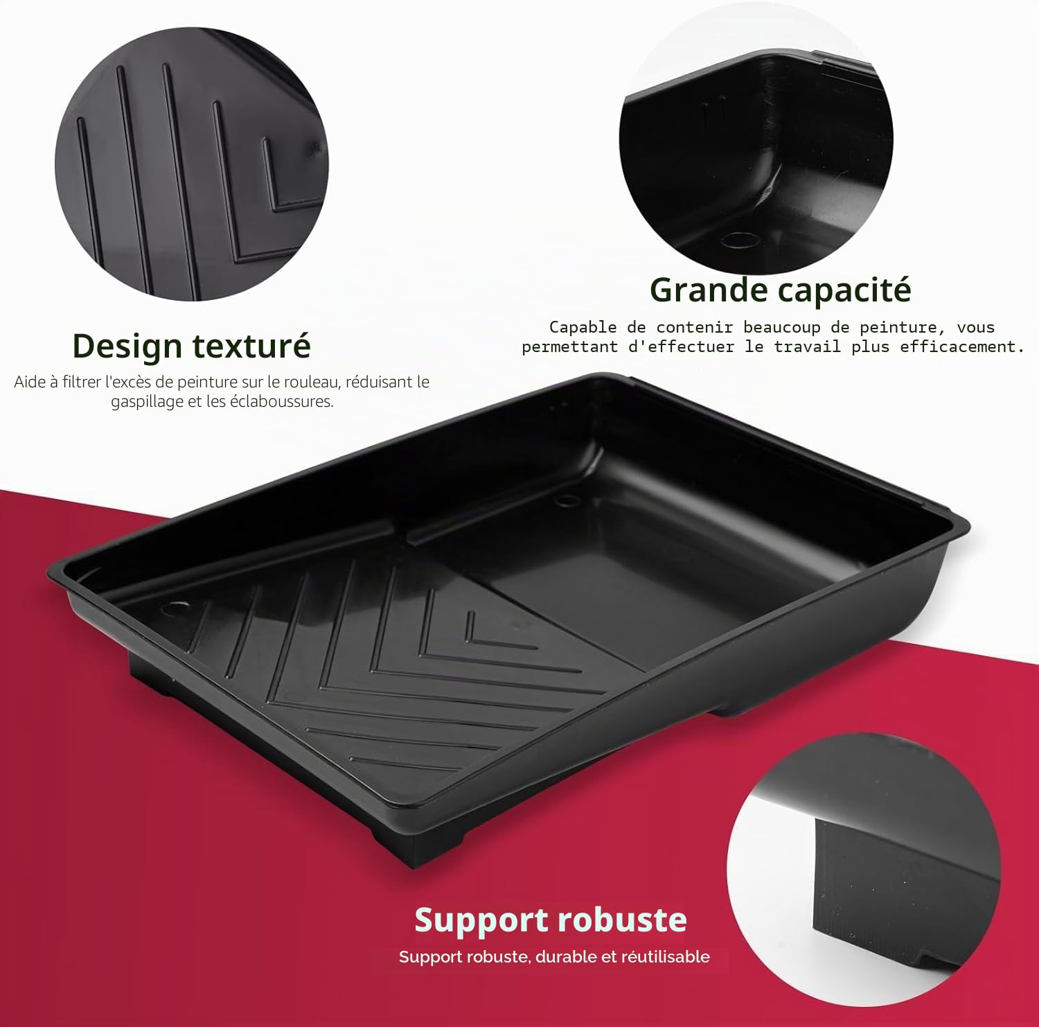 Mister Rui Lot de 6 bacs à peinture 32 x 22 cm pour peinture murale, accessoires de peinture, plastique