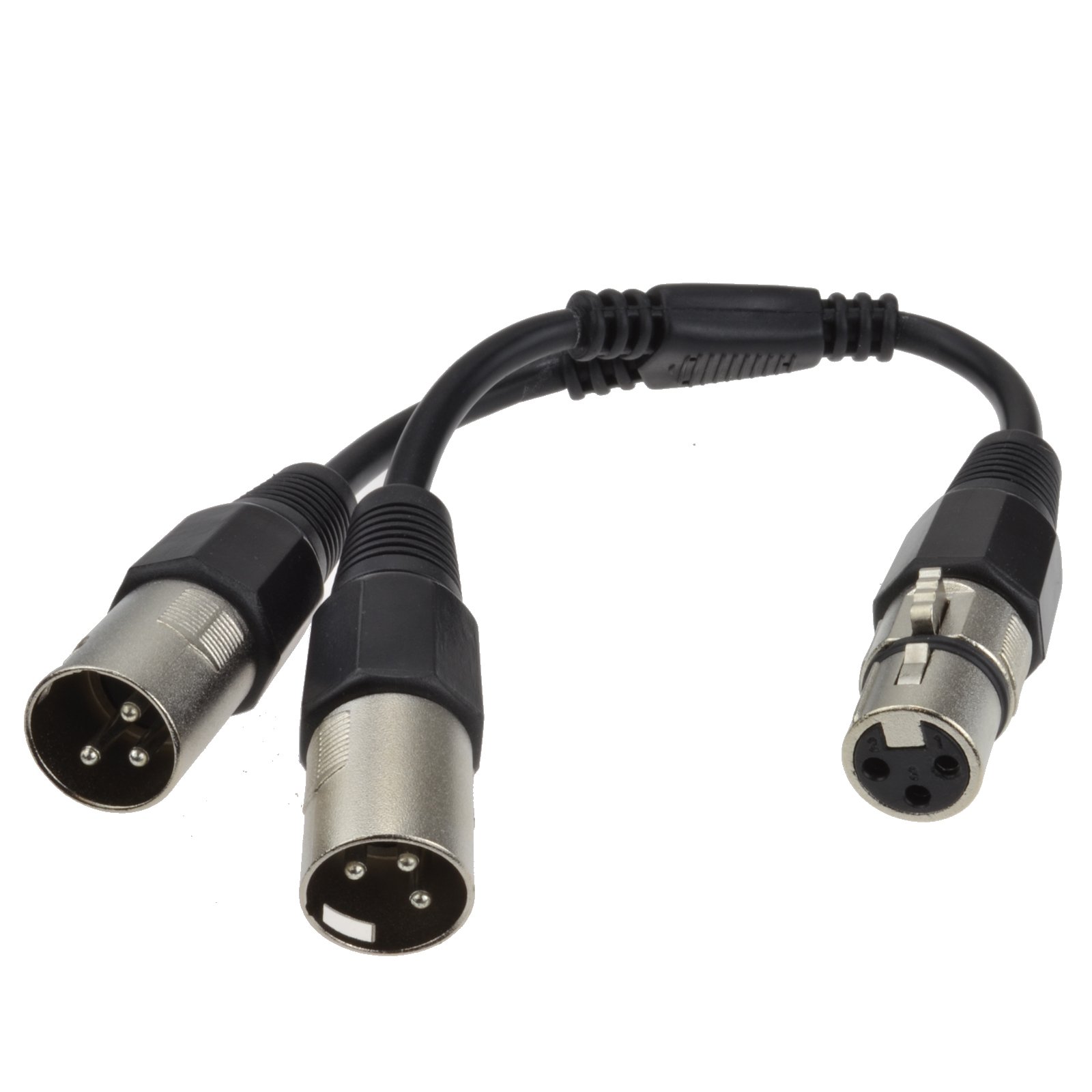 kenable XLR Splitter Cable 1 Female Socket to 2 Male Plugs Audio Lead 3-Pin Balanced Mic Splitter 25cm Black - Image 2
