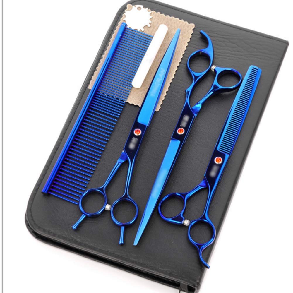 8In Professional Pet Grooming Scissors Set, 4-Teilig 440C Japanischer Stahl, Gerade, Gebogen, Effilierschere, Kamm Für Hund Katze