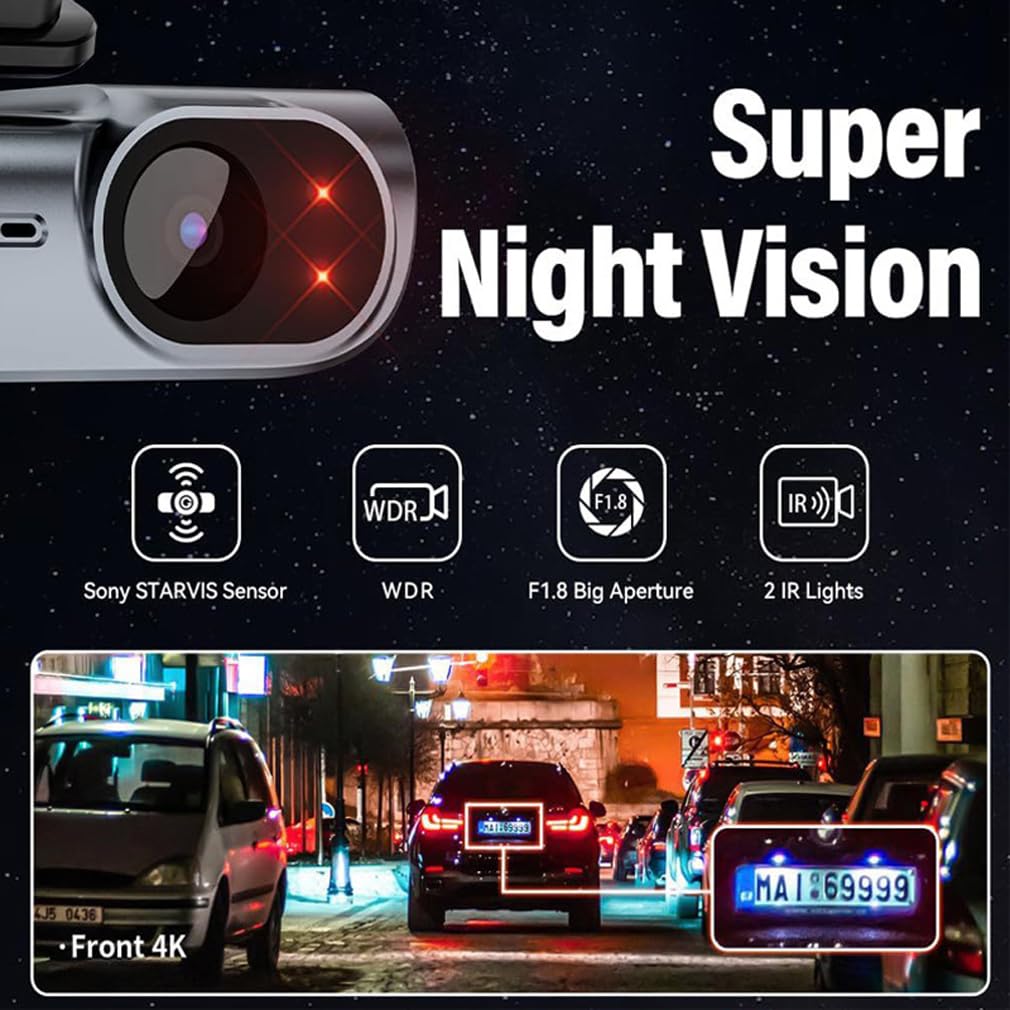 UHD 4K 3840 * 2160P kamera samochodowa do samochodów, wbudowana kamera DVR WIFI rejestrator napędu wideo Dashcam Registrar czarna skrzynka, 24-godzinny monitoring noktowizor