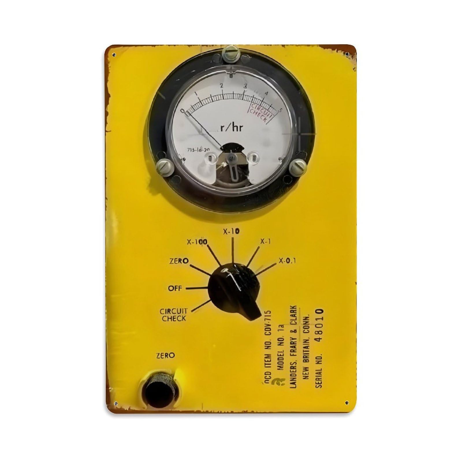 Vintage Radiation Detector Metal Sign Vintage Aluminium Metal Sign, Retro Wall Decor for Home, Bar, Garage & Farmhouse 30x20cm