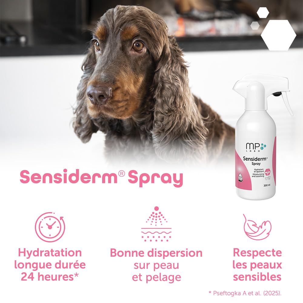 MP Labo Sensiderm® Spray 300 ML - Hydratant et apaisant - Technologie Skin Barrier Protect™ - Chien et Chat