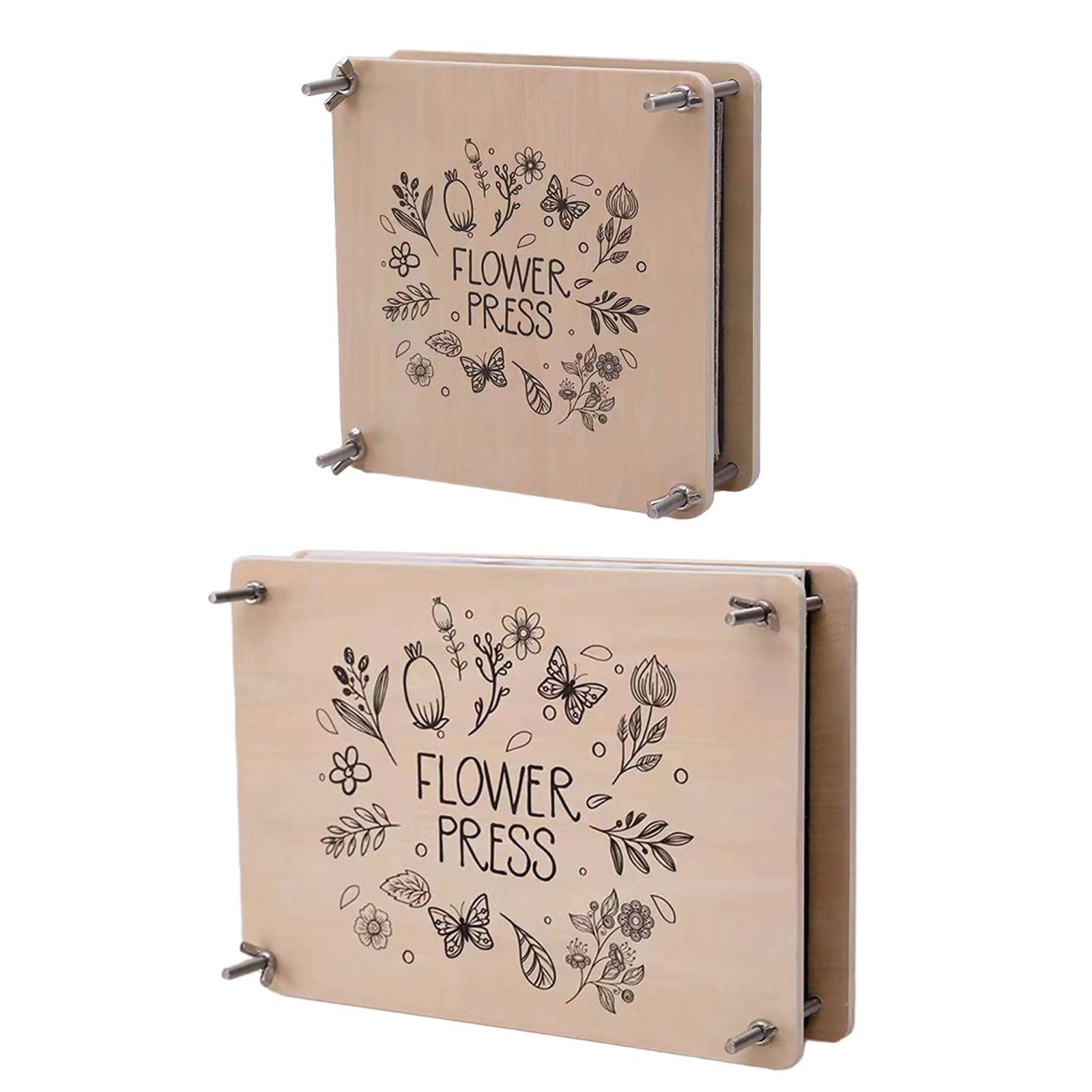 BOGEEL Pressa per fiori in legno per adulti e bambini, kit di stampa per fiori piccoli, stampa per foglie e piante, 18 x 18 cm