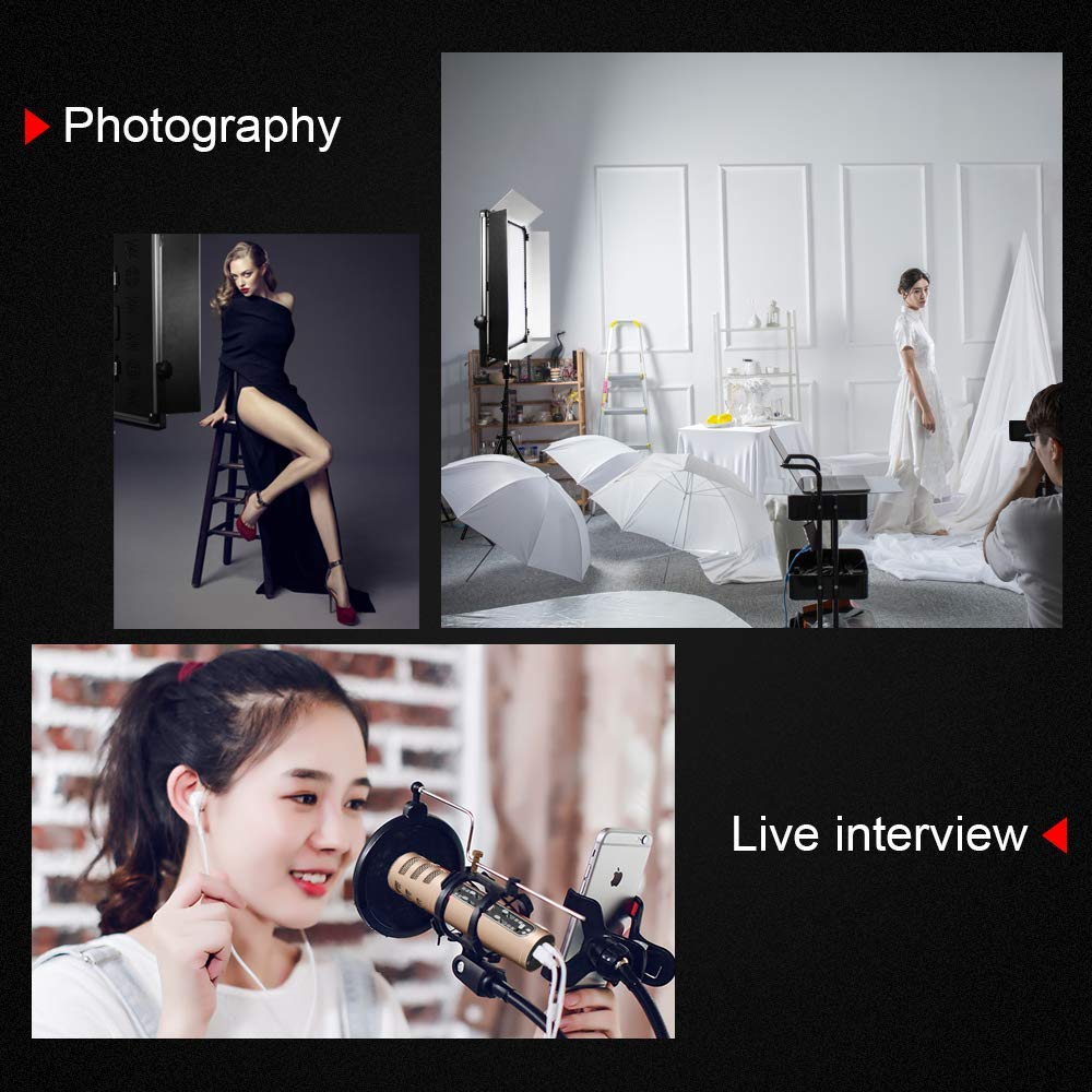 Luce diurna LED per flash da studio, 5500 K, 0-100% dimmerabile, lampada fotografica con 4 ante, 210 W, 19500 lumen, pannello per ritratti, fotografia di prodotti, live streaming, interviste e video