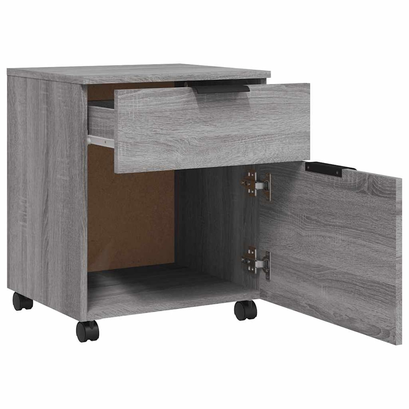 Mobiler Aktenschrank mit feststellbaren Rollen Grau Sonoma 45x38x54 cm Holzwerkstoff Büroorganisation