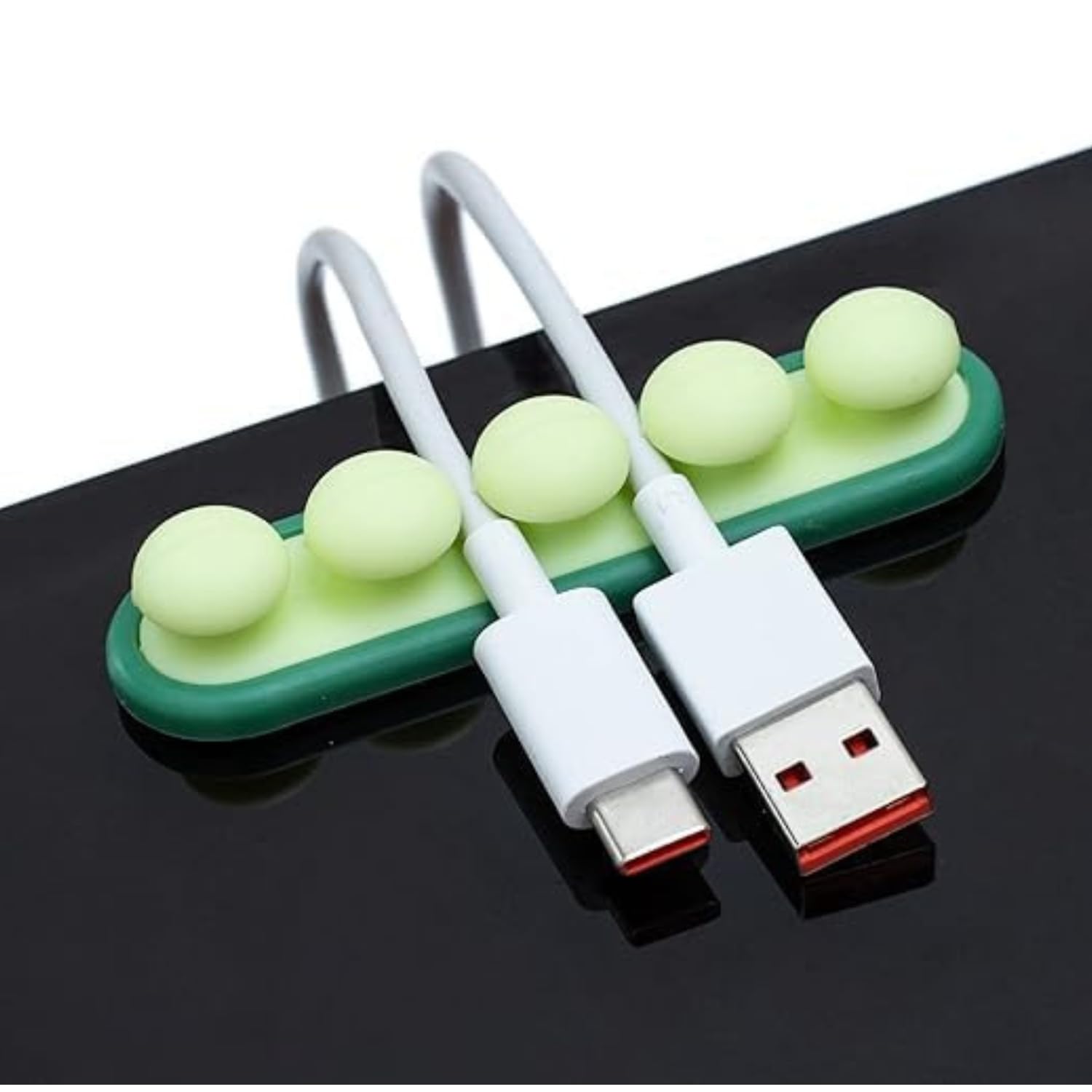 HomeAra 1 Pcs Silicone Cable Clips Cord Management Organizer with Adhesive Hooks - Power Cords, Charging Cables, Mouse Cable, PC, Office & Home Wire Holder | Cable Management Solution (Green)